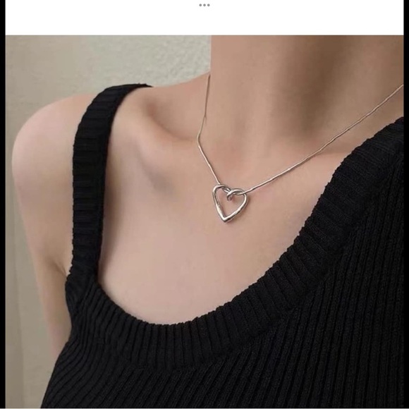 White Gold Plated Heart Necklace - Picture 9 of 12